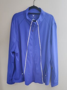 Livi Active Cobalt Blue Full-Zip Sweater with White Trim